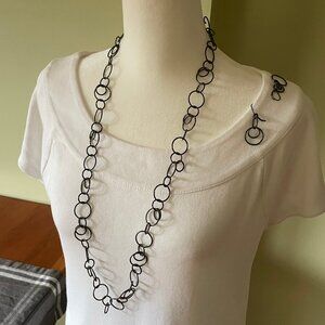 Cute Circles Necklace and Earrings Set (Black)